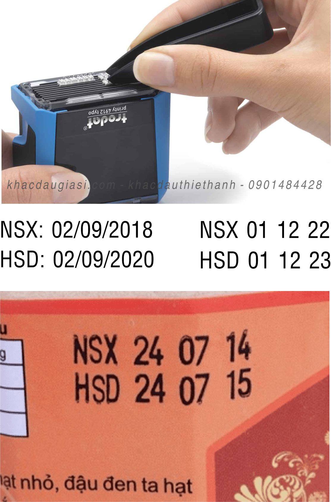 Dấu Ngày Sản Xuất Ngày - HSD Đóng Bao Bì 19 con dấu nsx hsd giá rẻ lấy ngay