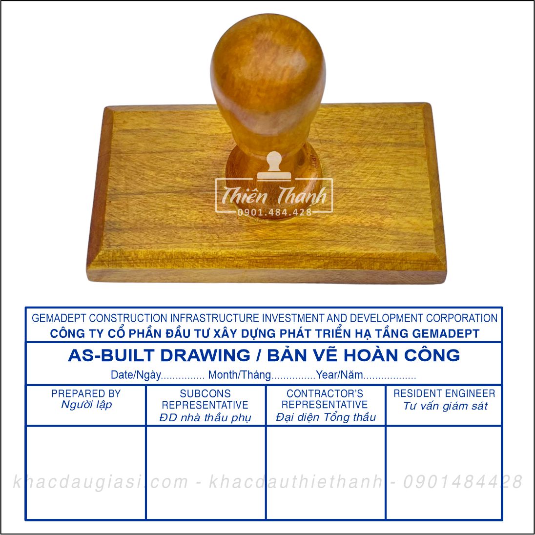 con dấu hoàn công khay mực rời