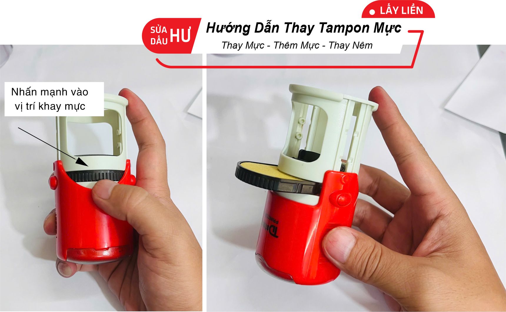 Sửa Con Dấu Công Ty Bị Hư 3 thay tampon mực con dấu tròn
