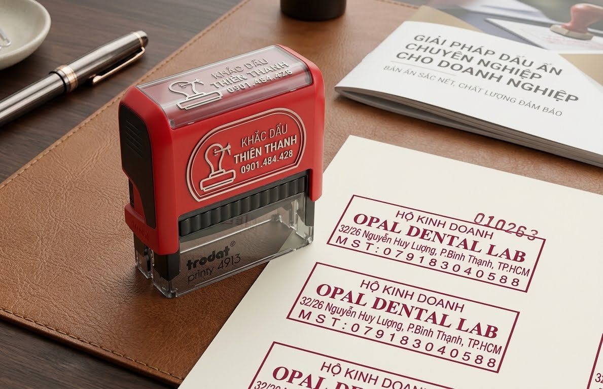 Dịch vụ làm con dấu hộ kinh doanh cá thể giá rẻ, uy tín. Thiết kế mẫu đúng quy chuẩn 2026, đóng êm tay, mực đều màu. Miễn phí giao hàng nội thành. 💎