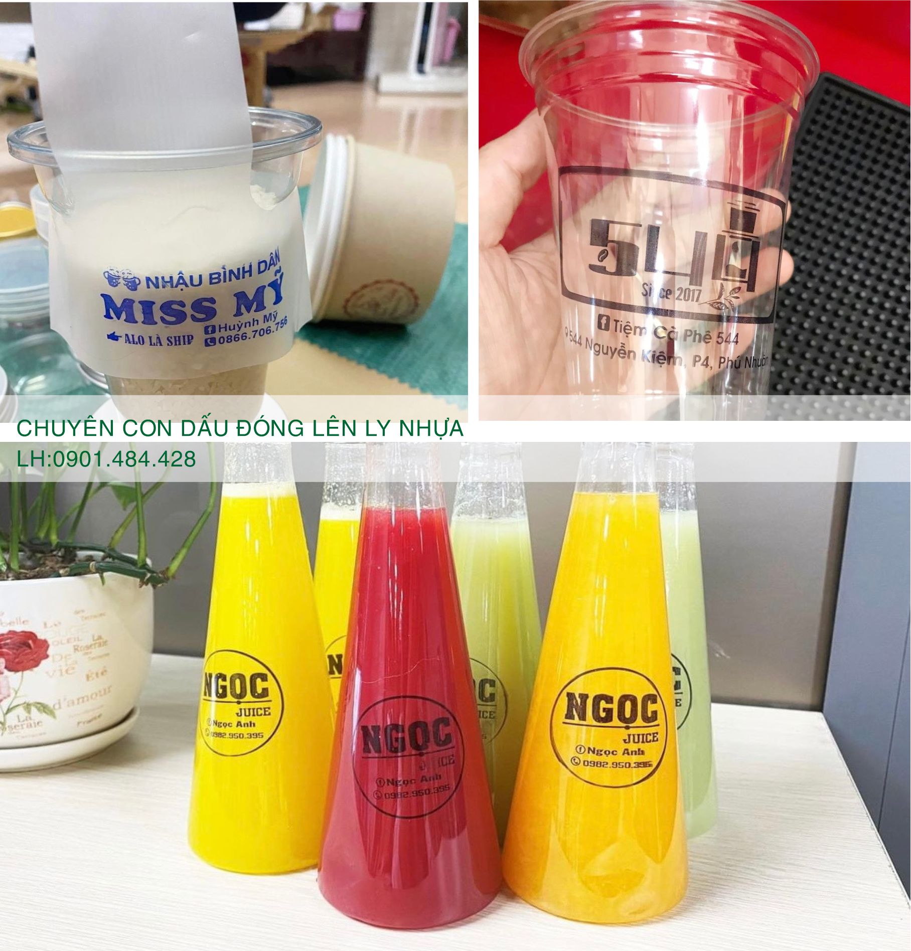 con dấu đóng lên chai nhựa