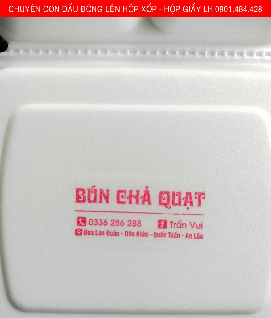 con dấu in lên hộp xốp