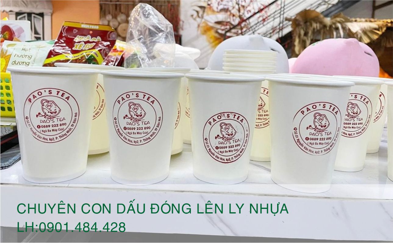 làm con dấu in trên ly giấy