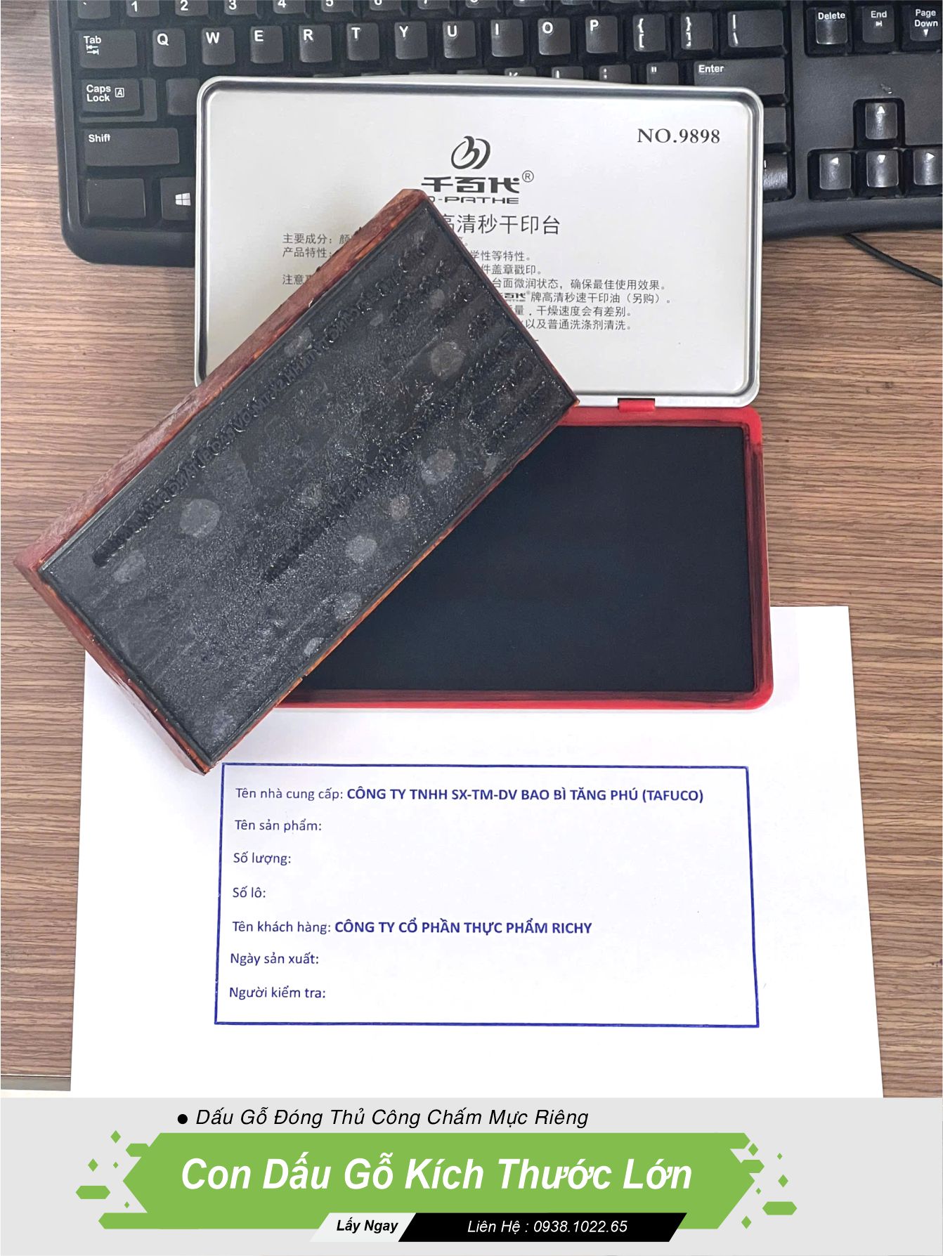 Khắc con dấu gỗ 6 dấu gỗ kích thước lớn