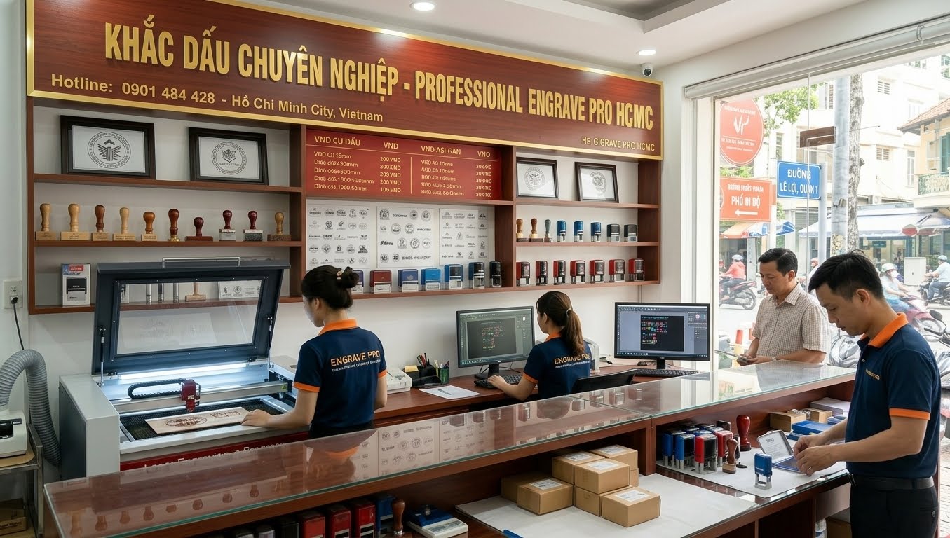 Bạn đang tìm đối tác khắc dấu tin cậy? Khắc Dấu Thiên Thanh tự hào mang đến dịch vụ khắc dấu chuyên nghiệp bằng công nghệ laser chính xác, sử dụng cán dấu chính hãng (Shiny, Trodat, Colop). Cam kết sắc nét, độ bền cao, hỗ trợ thiết kế theo yêu cầu và giao hàng nhanh chóng. Liên hệ Thiên Thanh để được phục vụ tốt nhất!